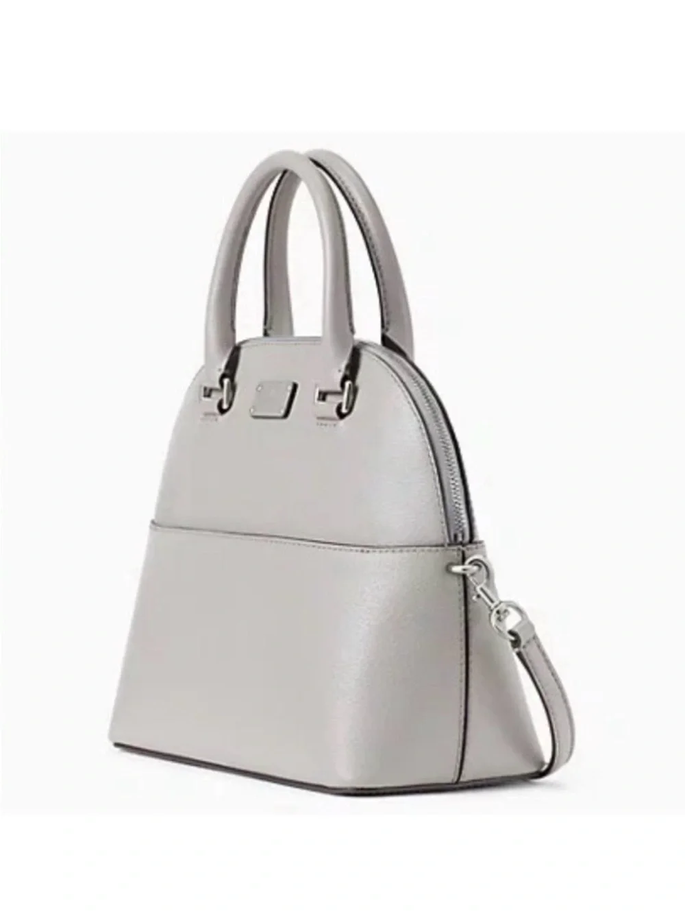 Kate Spade Grove Street Carli Gray Dome Leather Satchel with Crossbody Strap